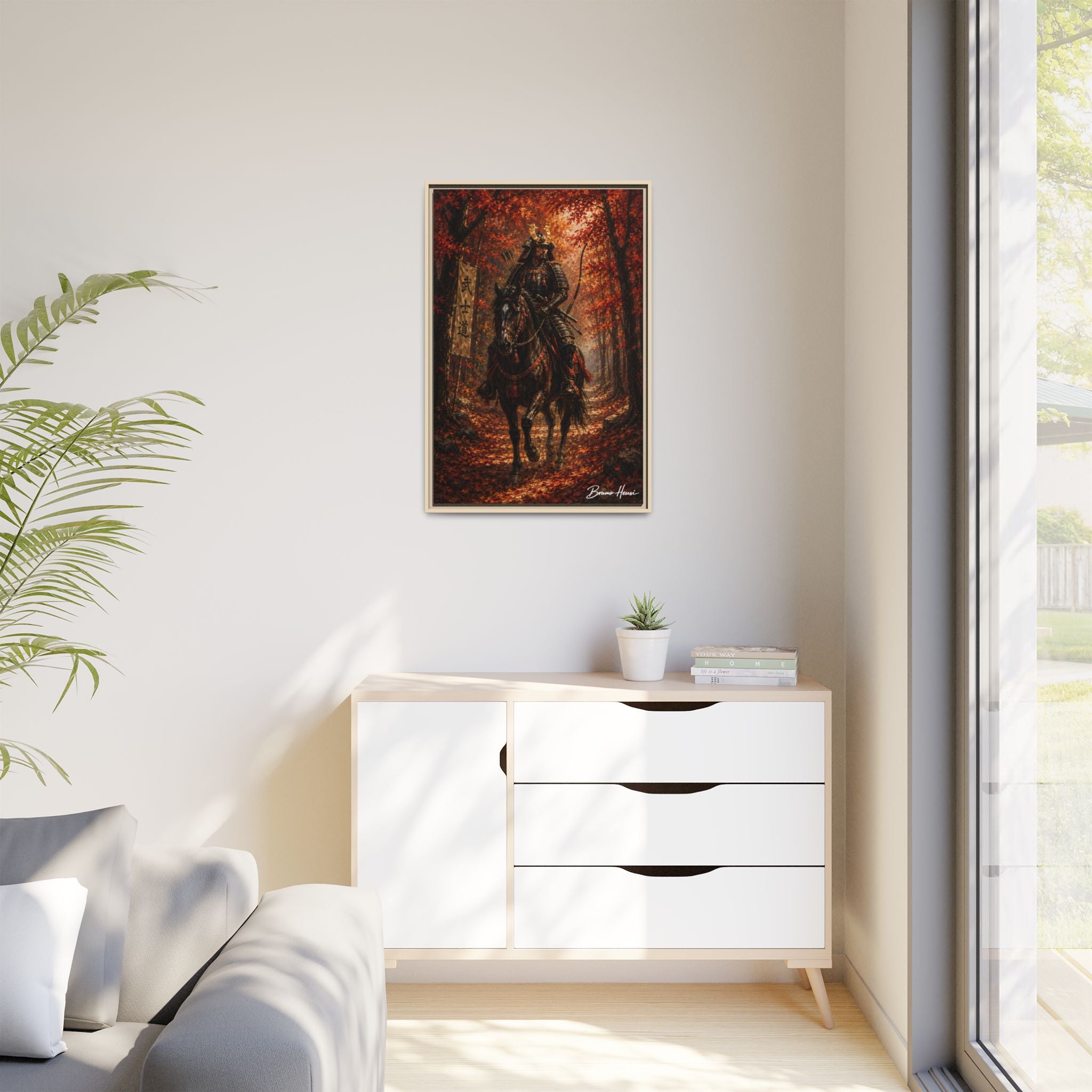 Samurai Warrior Canvas Print — Framed Matte Autumn Wall Art