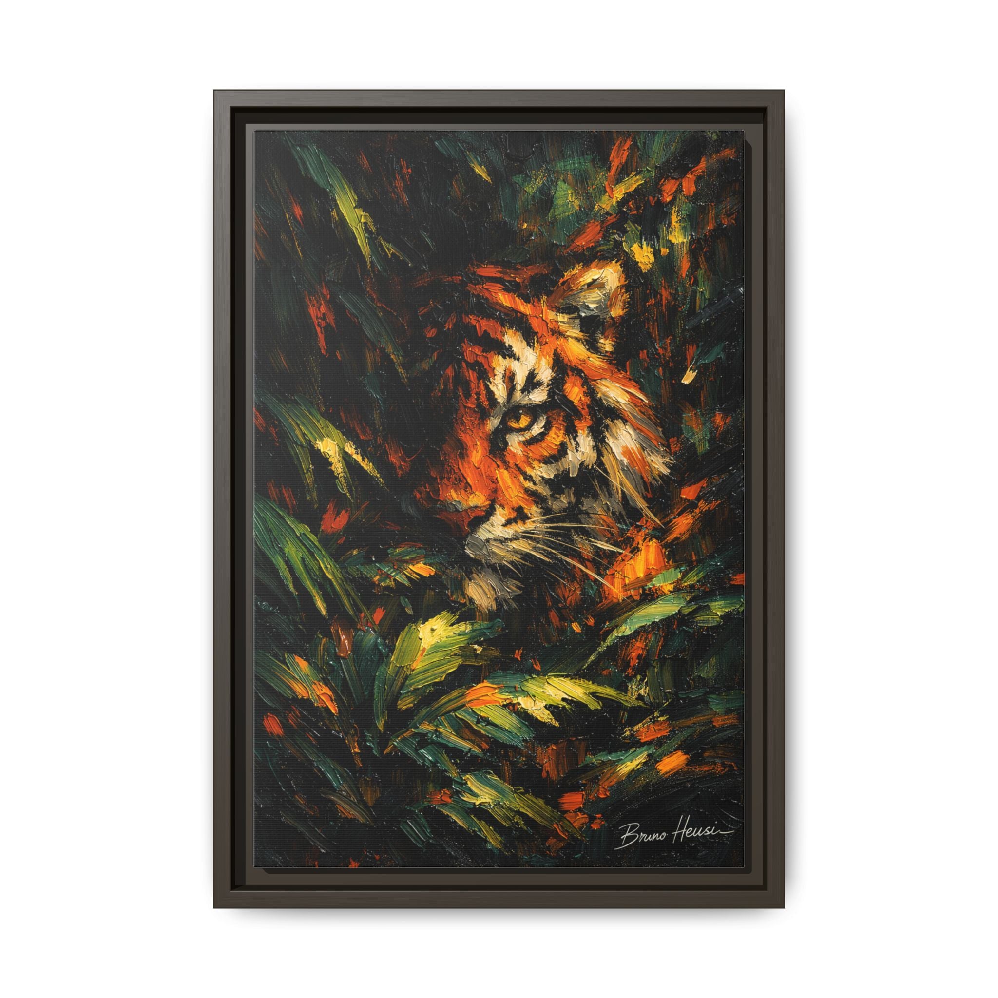 Framed Matte Canvas - Vibrant Tiger Jungle Print