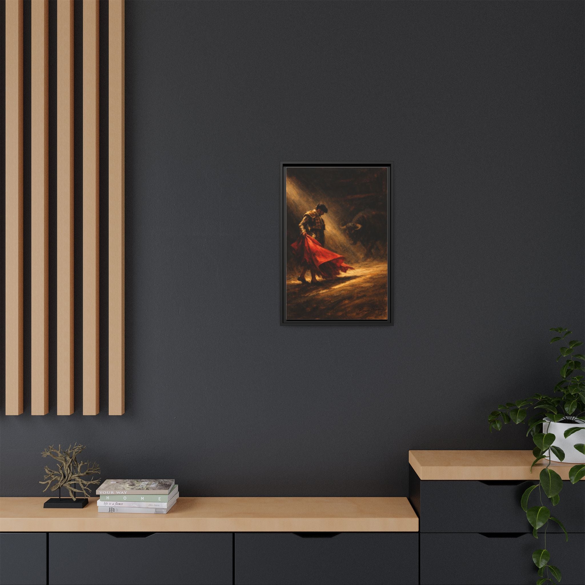 Matador Canvas Wall Art – Classic Spanish Bullfighting Scene Framed Print