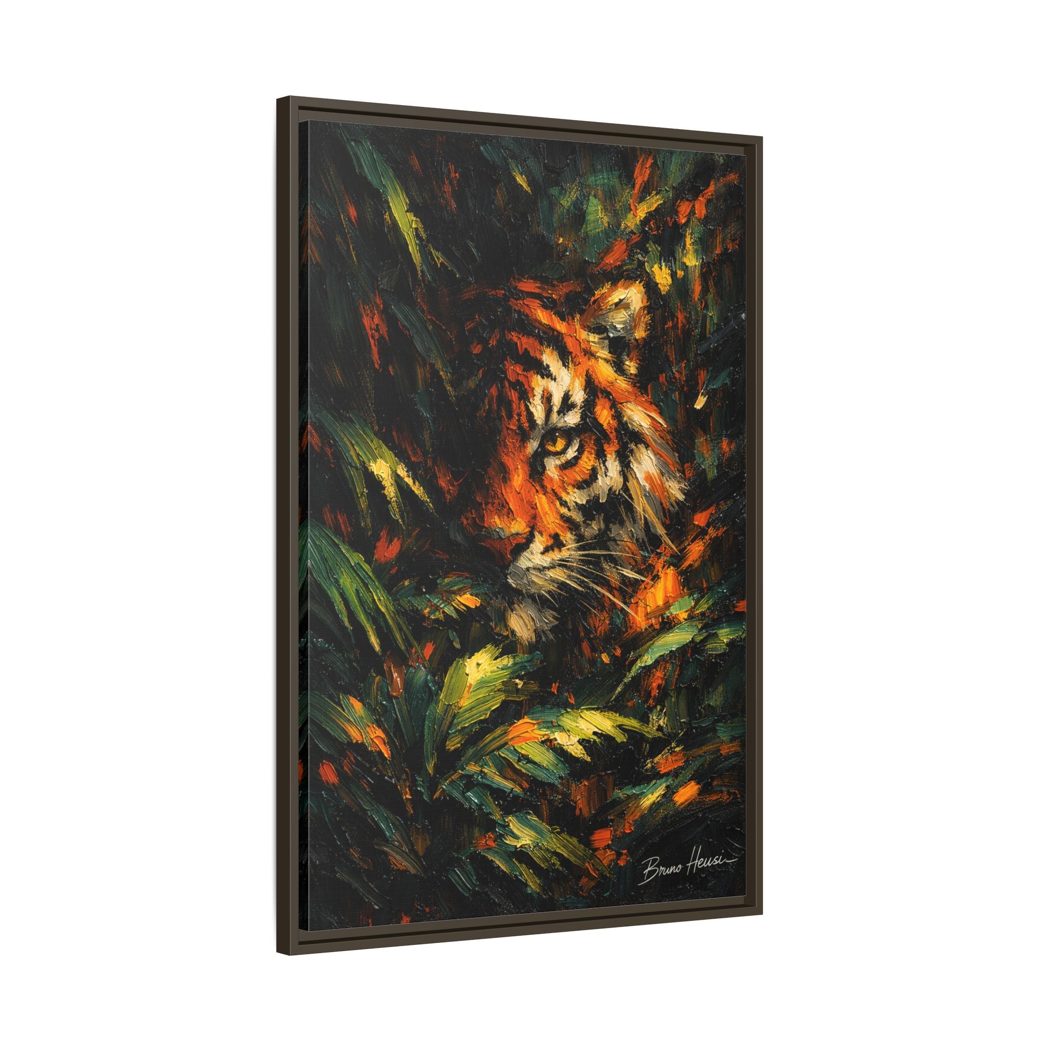 Framed Matte Canvas - Vibrant Tiger Jungle Print