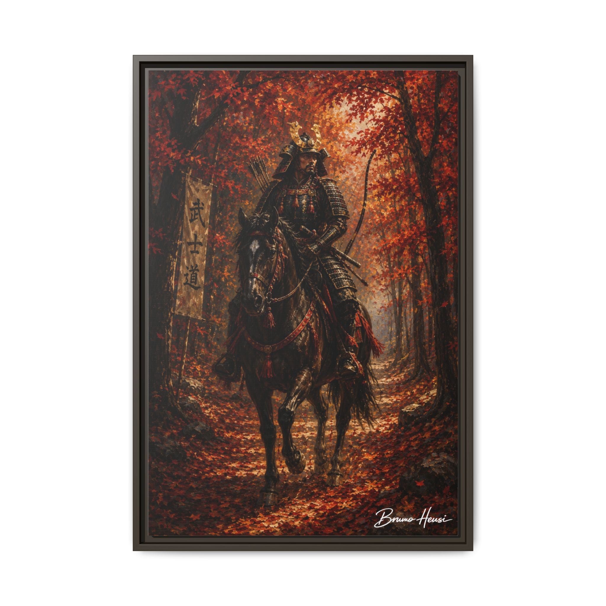 Samurai Warrior Canvas Print — Framed Matte Autumn Wall Art