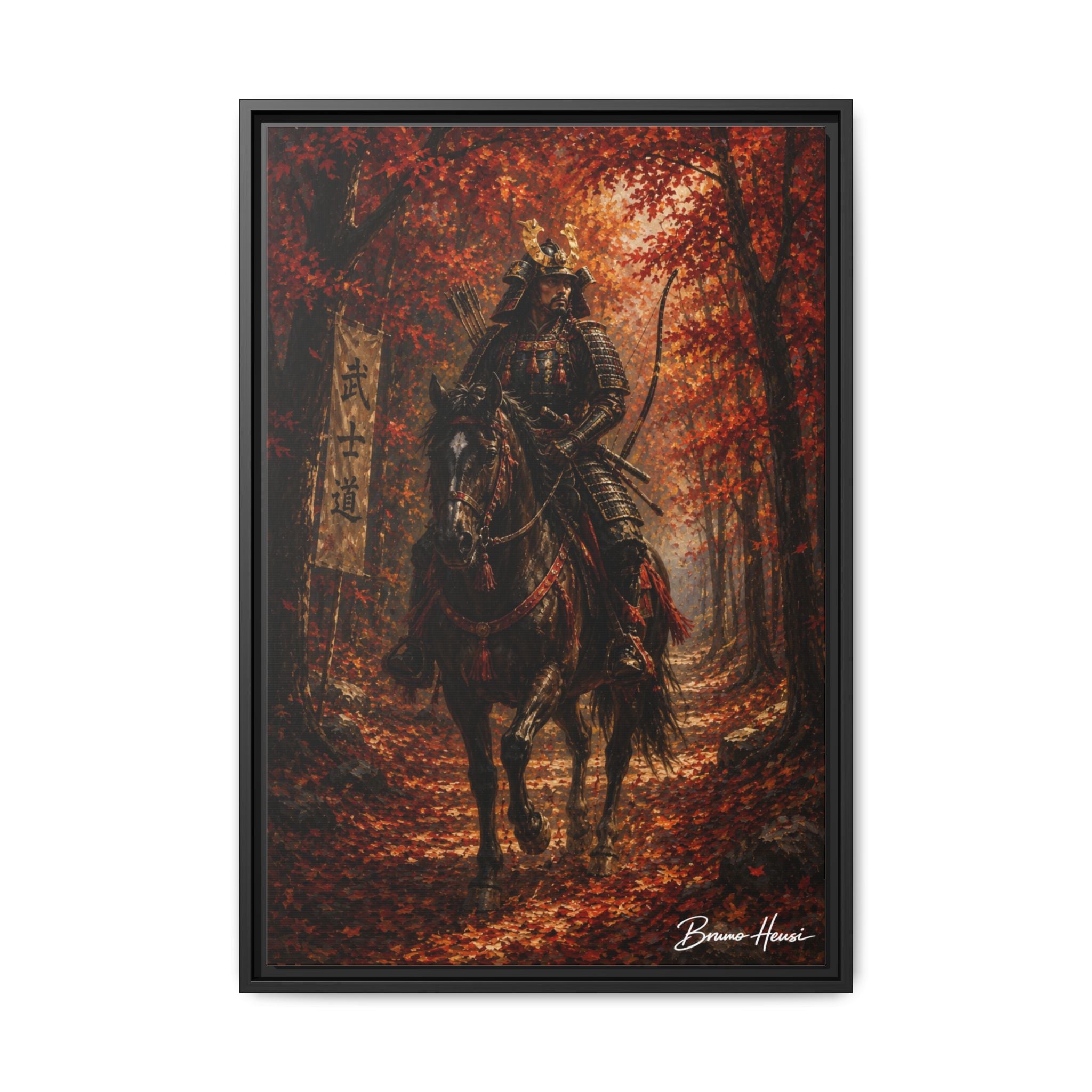 Samurai Warrior Canvas Print — Framed Matte Autumn Wall Art