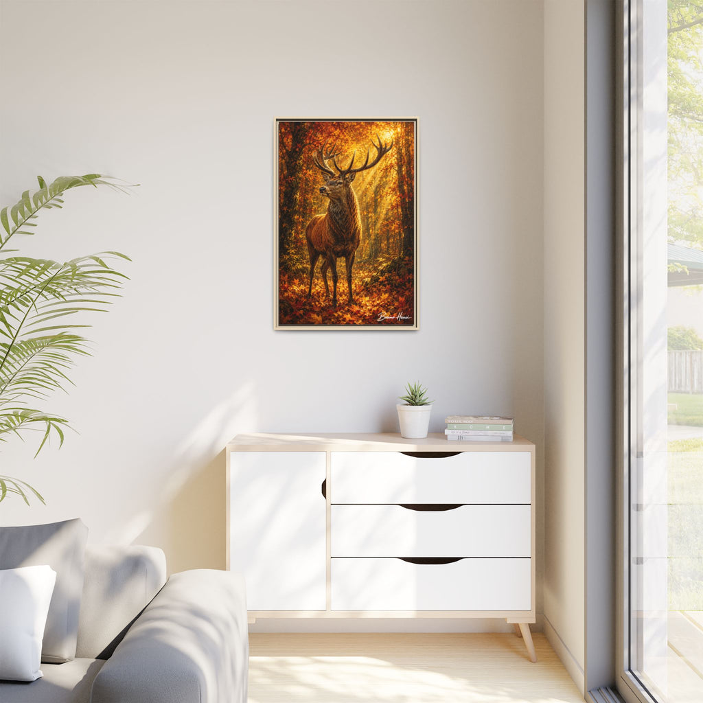 Majestic Stag Framed Canvas Wall Art — Autumn Forest Matte Print