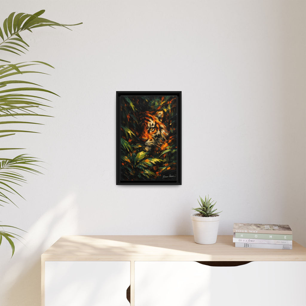 Framed Matte Canvas - Vibrant Tiger Jungle Print