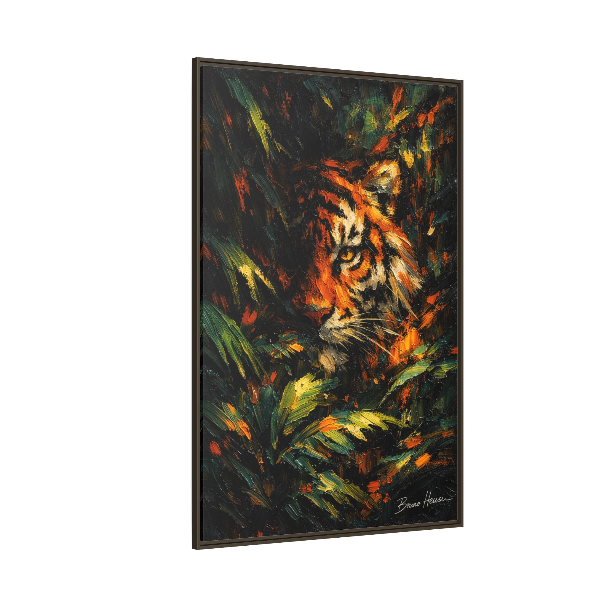Framed Matte Canvas - Vibrant Tiger Jungle Print