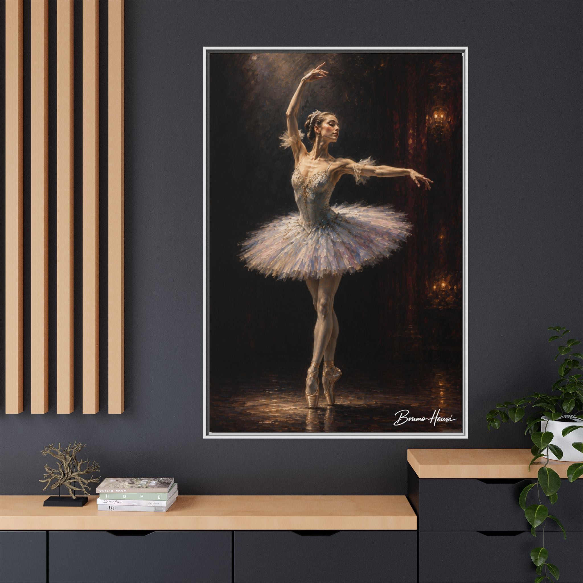 Framed Ballet Dancer Canvas Print — Elegant Ballerina Wall Art