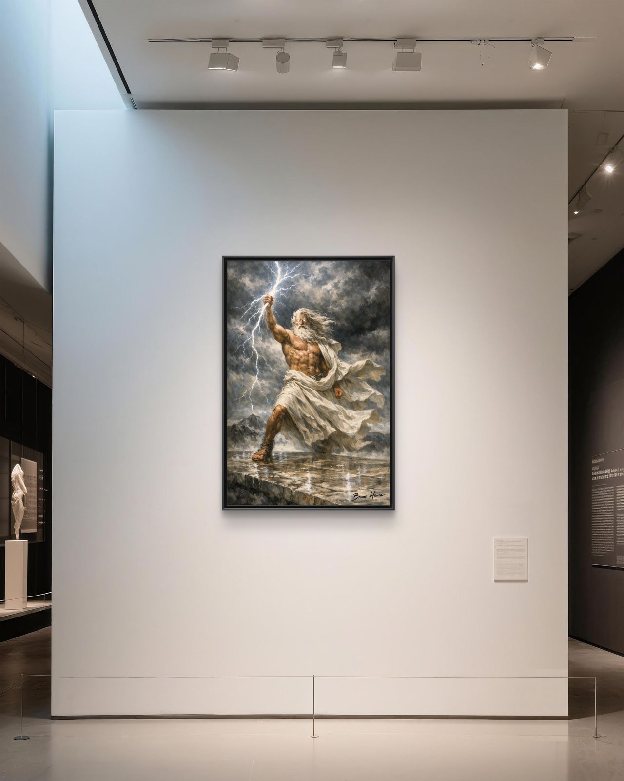 Framed Matte Canvas - Zeus Lightning God Wall Art