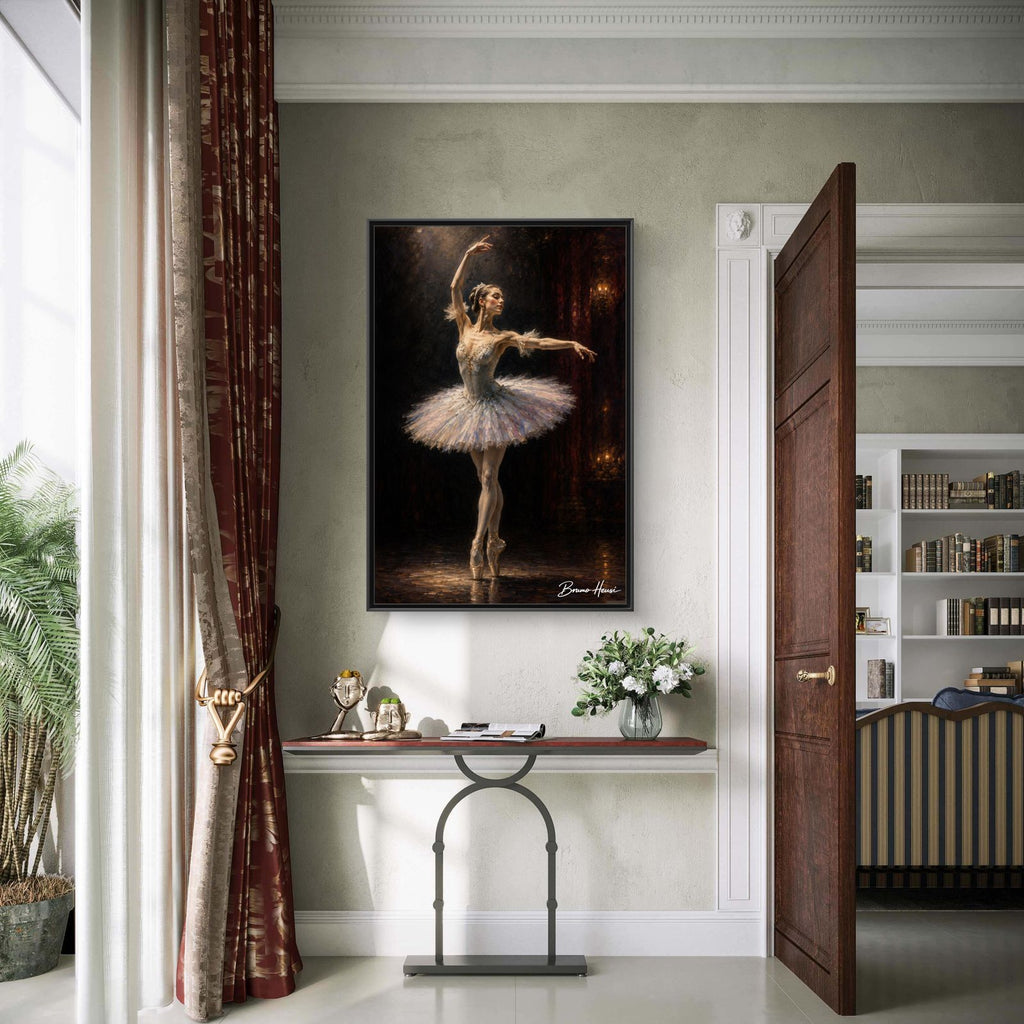 Framed Ballet Dancer Canvas Print — Elegant Ballerina Wall Art