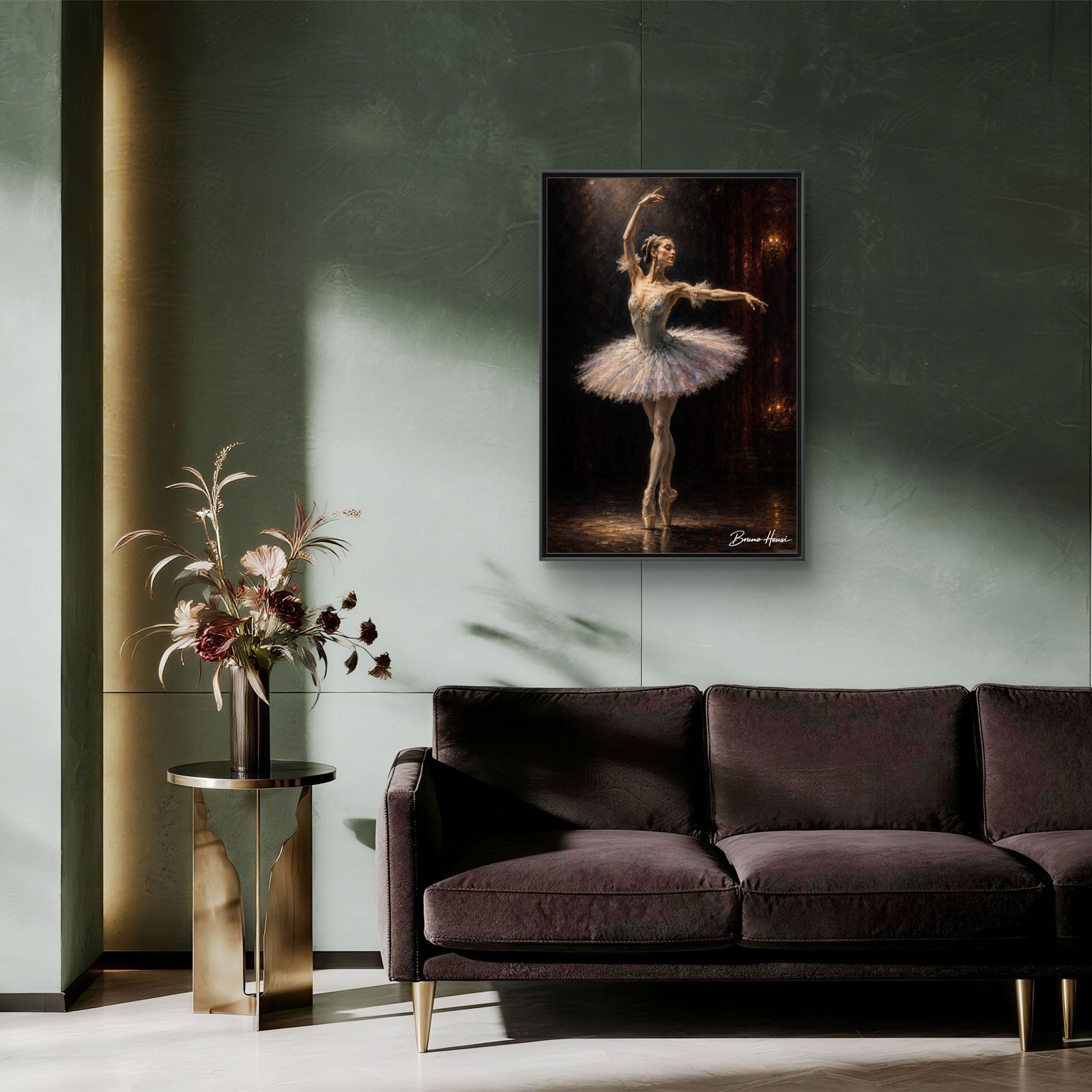 Framed Ballet Dancer Canvas Print — Elegant Ballerina Wall Art