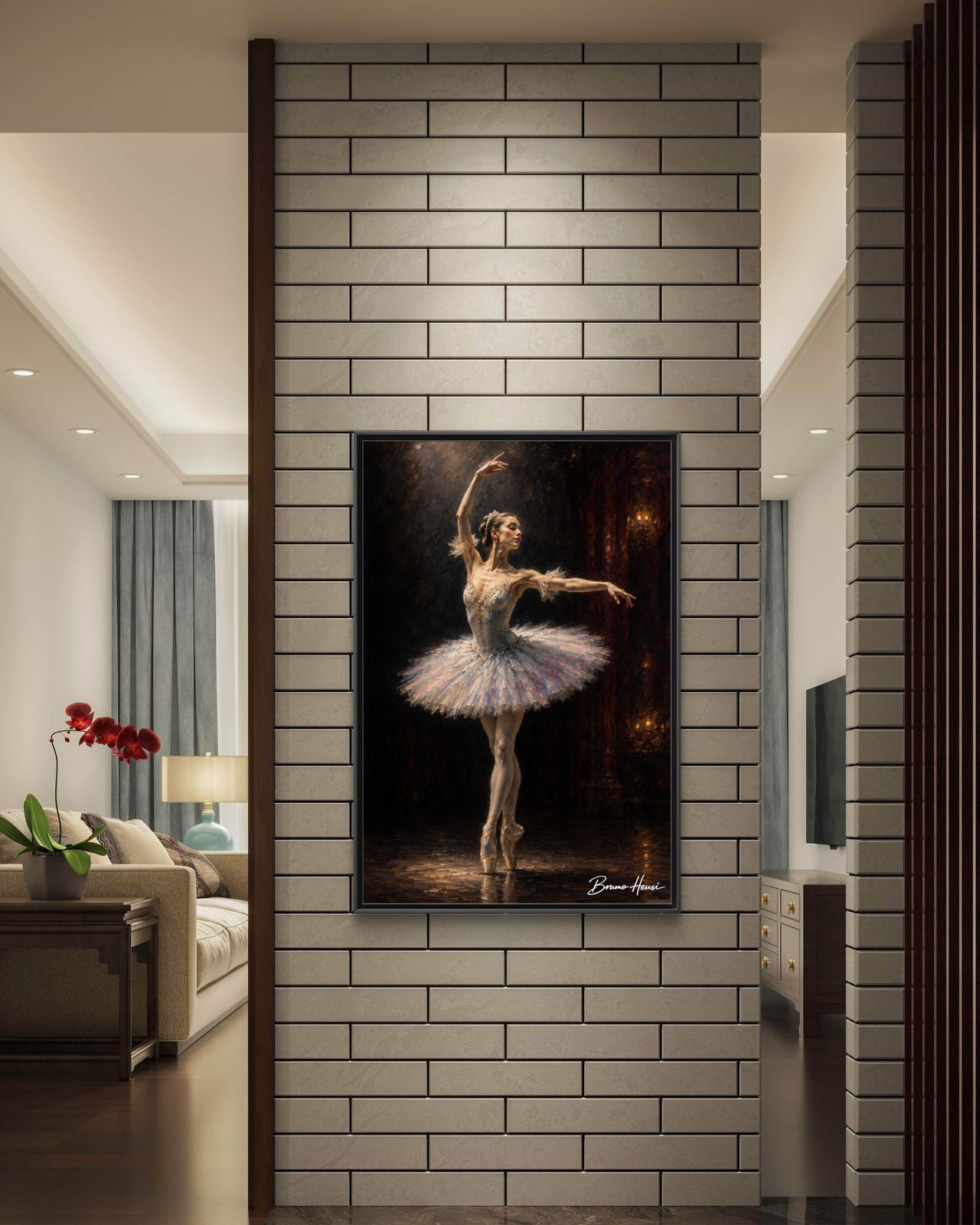 Framed Ballet Dancer Canvas Print — Elegant Ballerina Wall Art