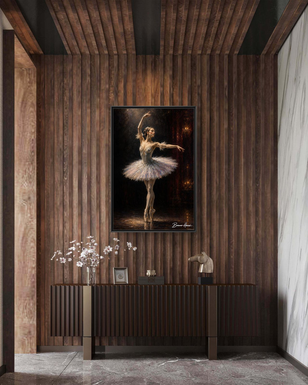 Framed Ballet Dancer Canvas Print — Elegant Ballerina Wall Art