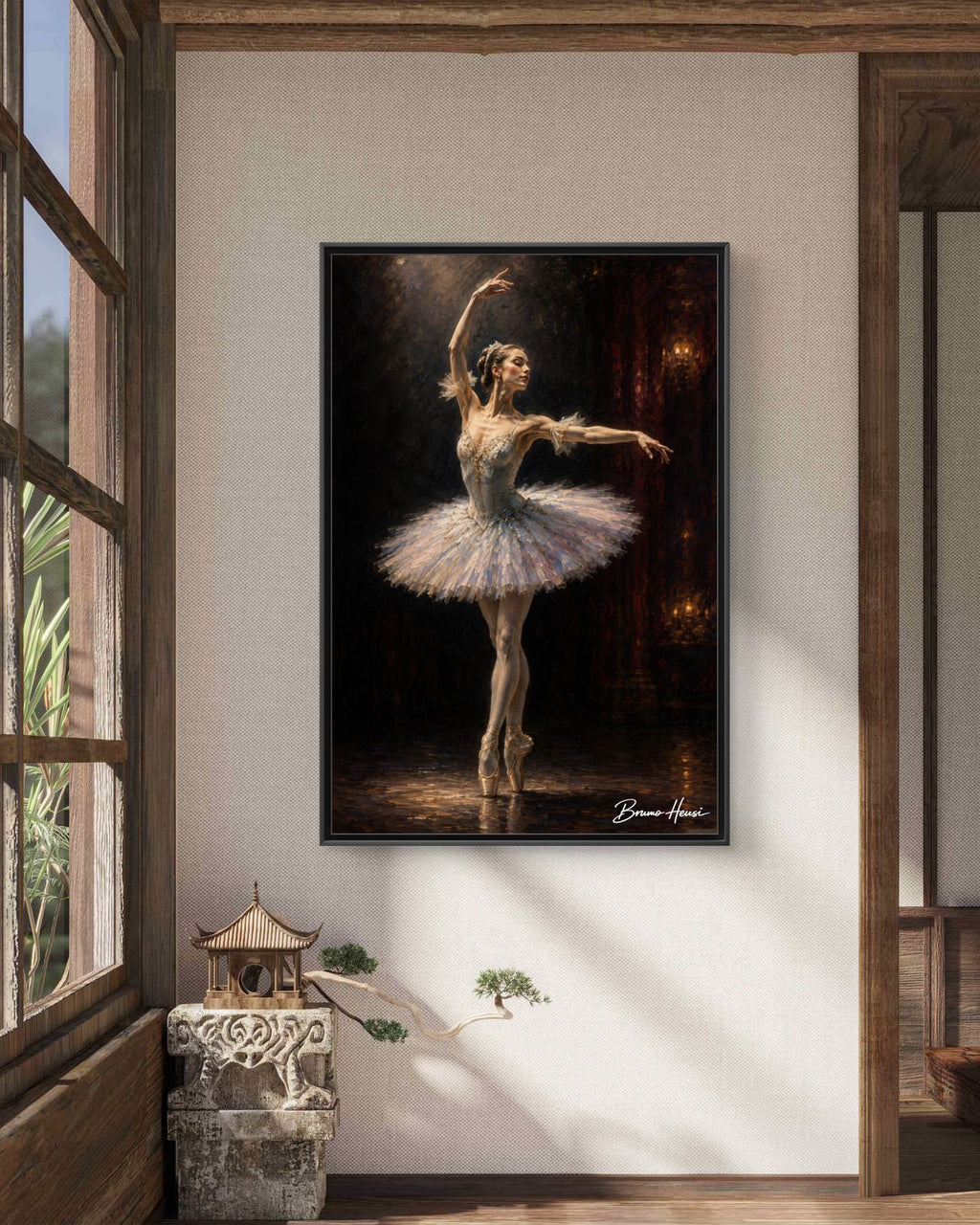 Framed Ballet Dancer Canvas Print — Elegant Ballerina Wall Art