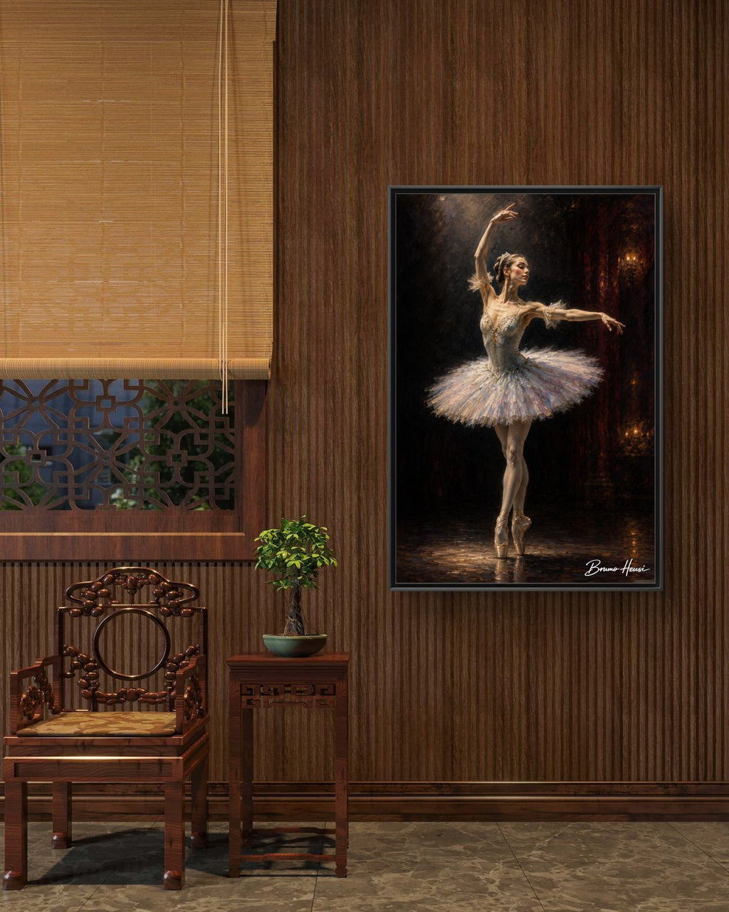 Framed Ballet Dancer Canvas Print — Elegant Ballerina Wall Art