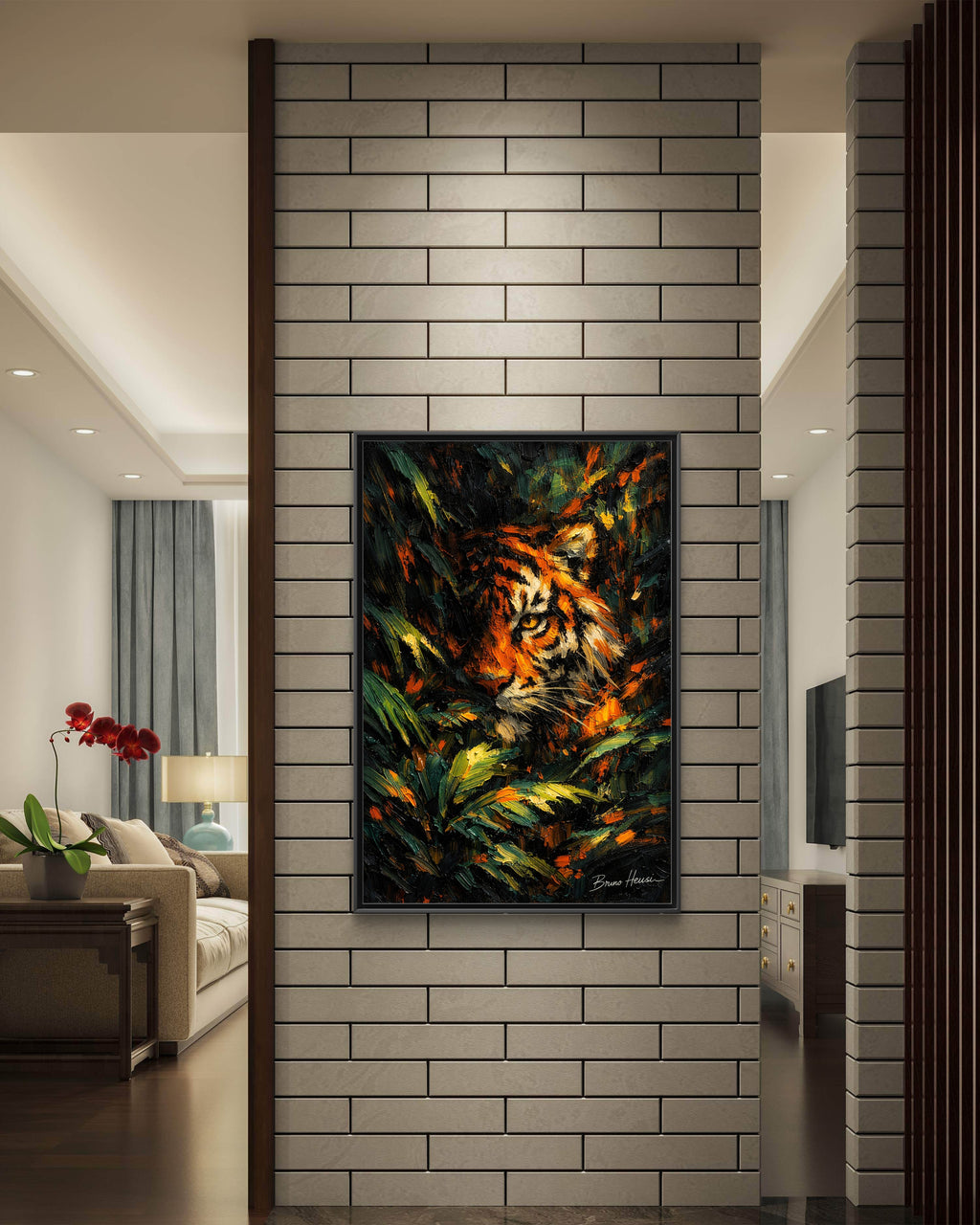Framed Matte Canvas - Vibrant Tiger Jungle Print