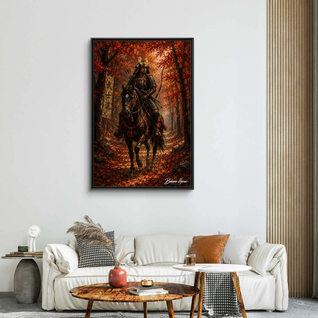 Samurai Warrior Canvas Print — Framed Matte Autumn Wall Art