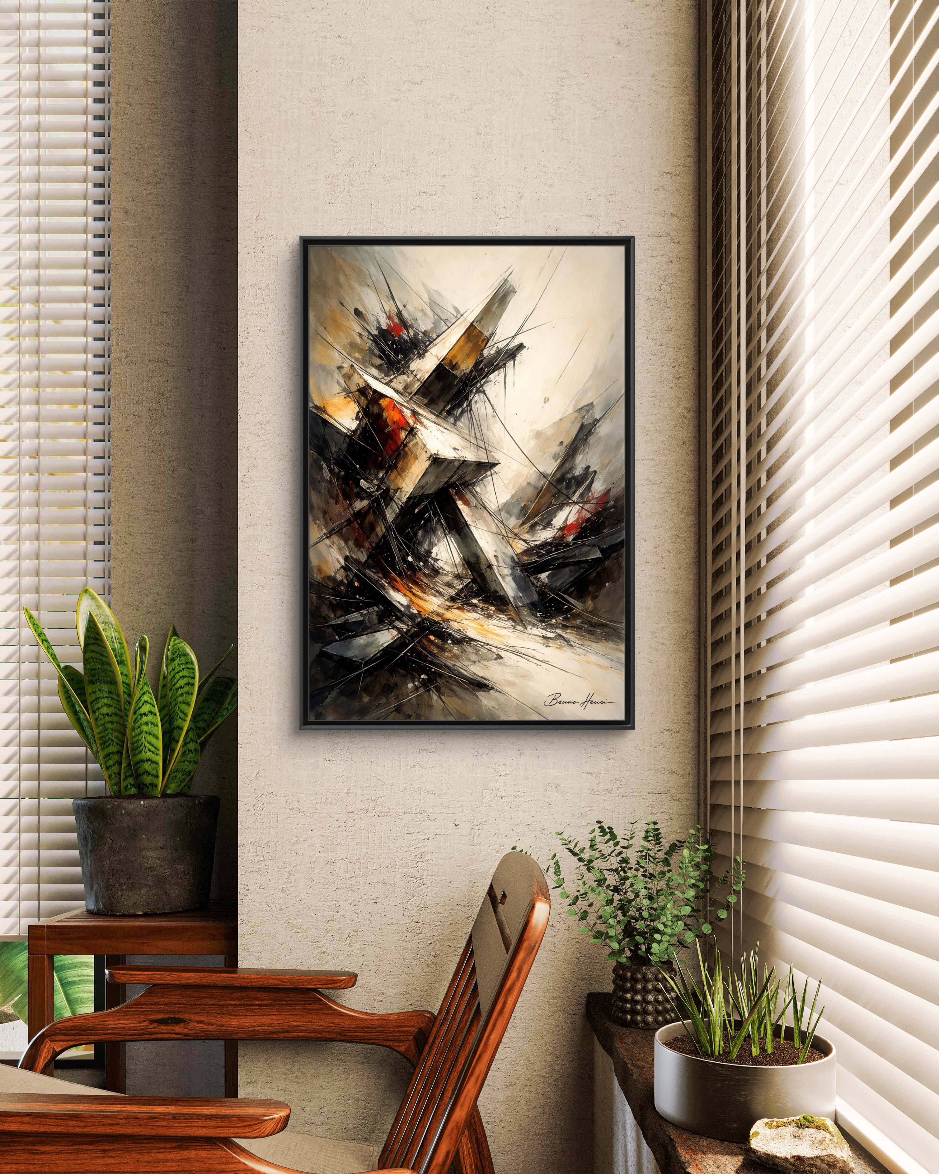 Abstract Shipwreck Matte Canvas Framed Wall Art