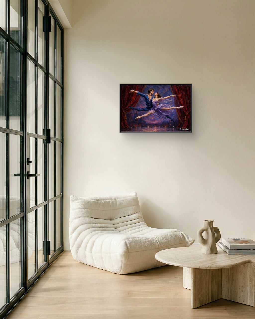 Framed Ballet Canvas Print — Romantic Dancing Couple Wall Art
