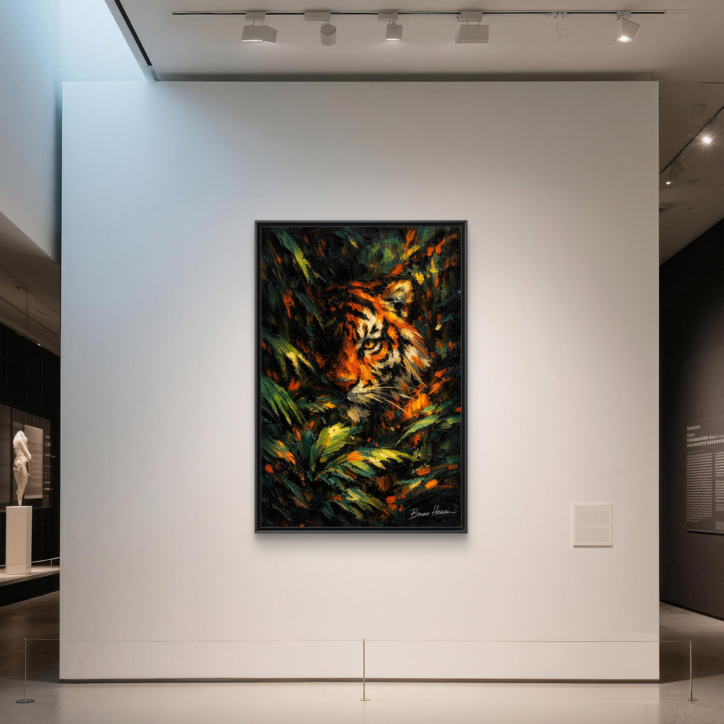 Framed Matte Canvas - Vibrant Tiger Jungle Print