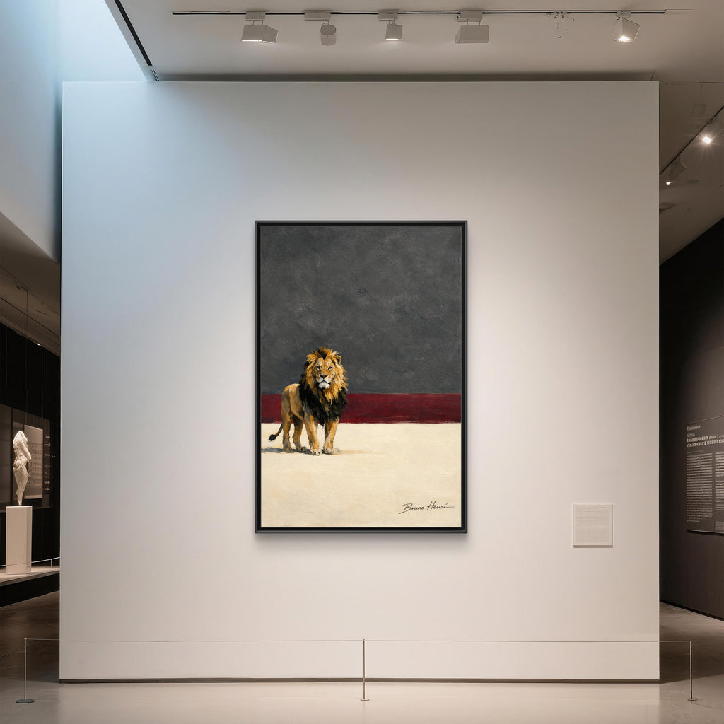 Framed Lion Matte Canvas Wall Art — Majestic Safari Animal Print