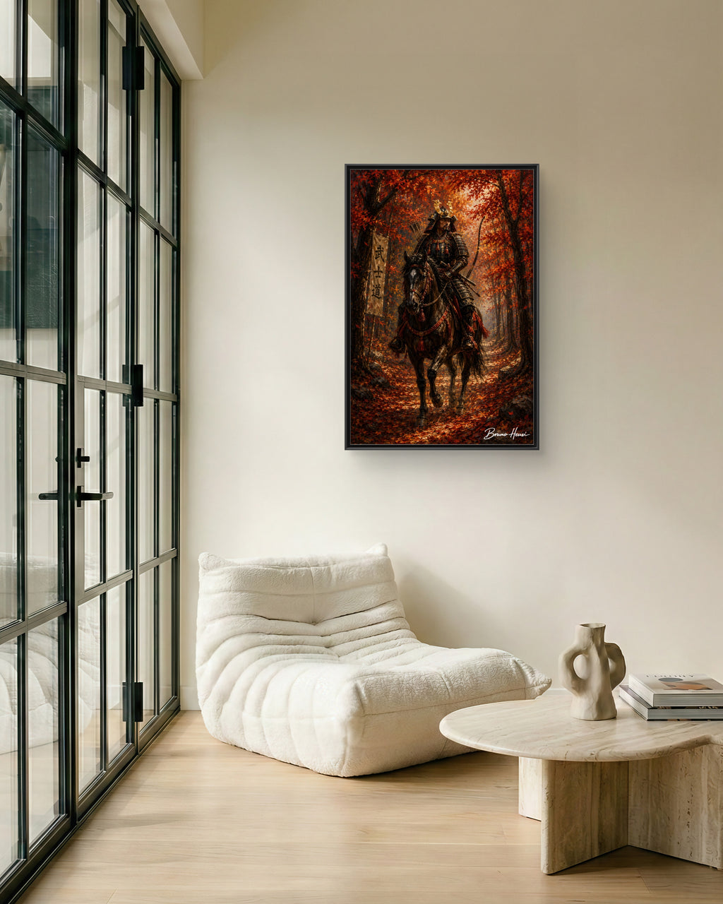 Samurai Warrior Canvas Print — Framed Matte Autumn Wall Art
