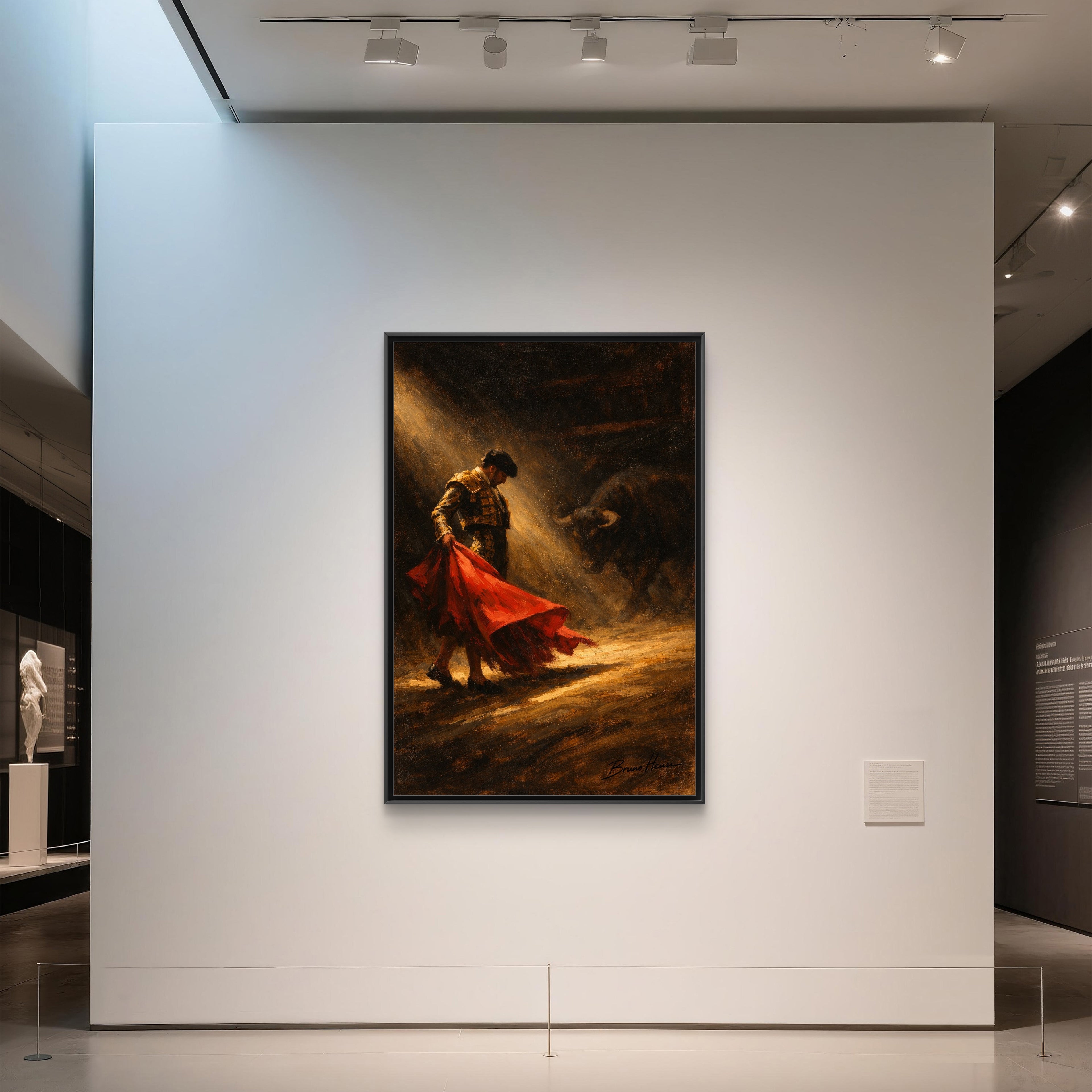 Matador Canvas Wall Art – Classic Spanish Bullfighting Scene Framed Print