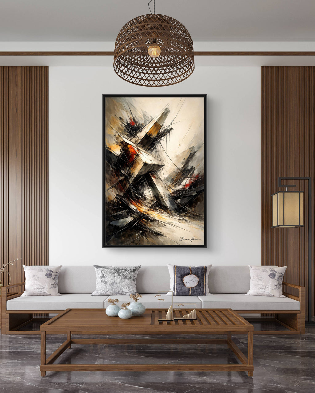 Abstract Shipwreck Matte Canvas Framed Wall Art