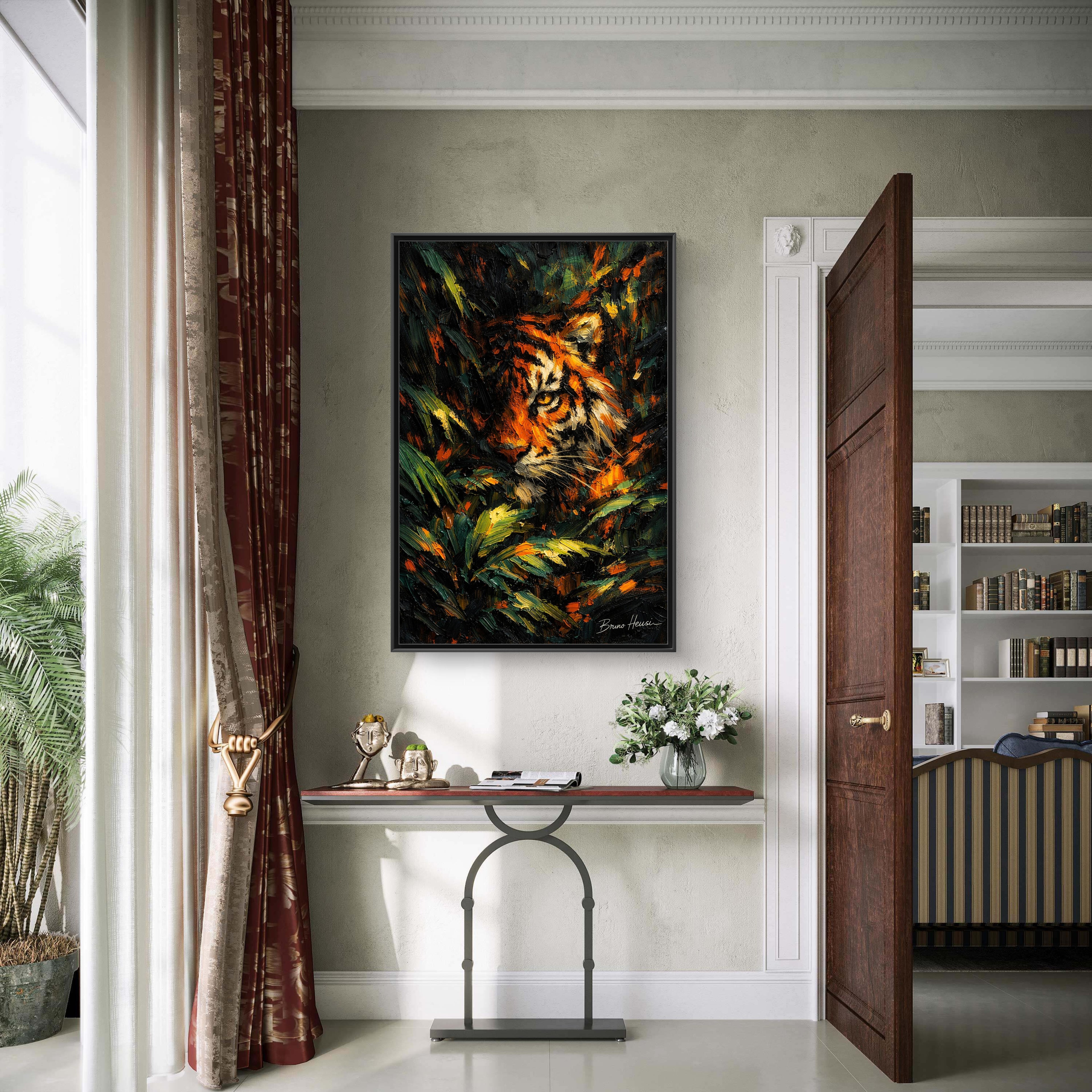 Framed Matte Canvas - Vibrant Tiger Jungle Print