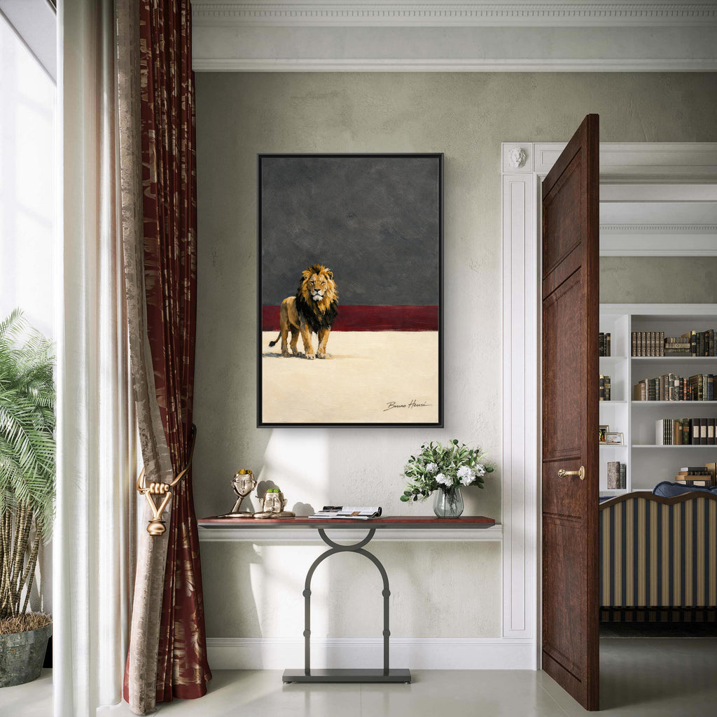 Framed Lion Matte Canvas Wall Art — Majestic Safari Animal Print