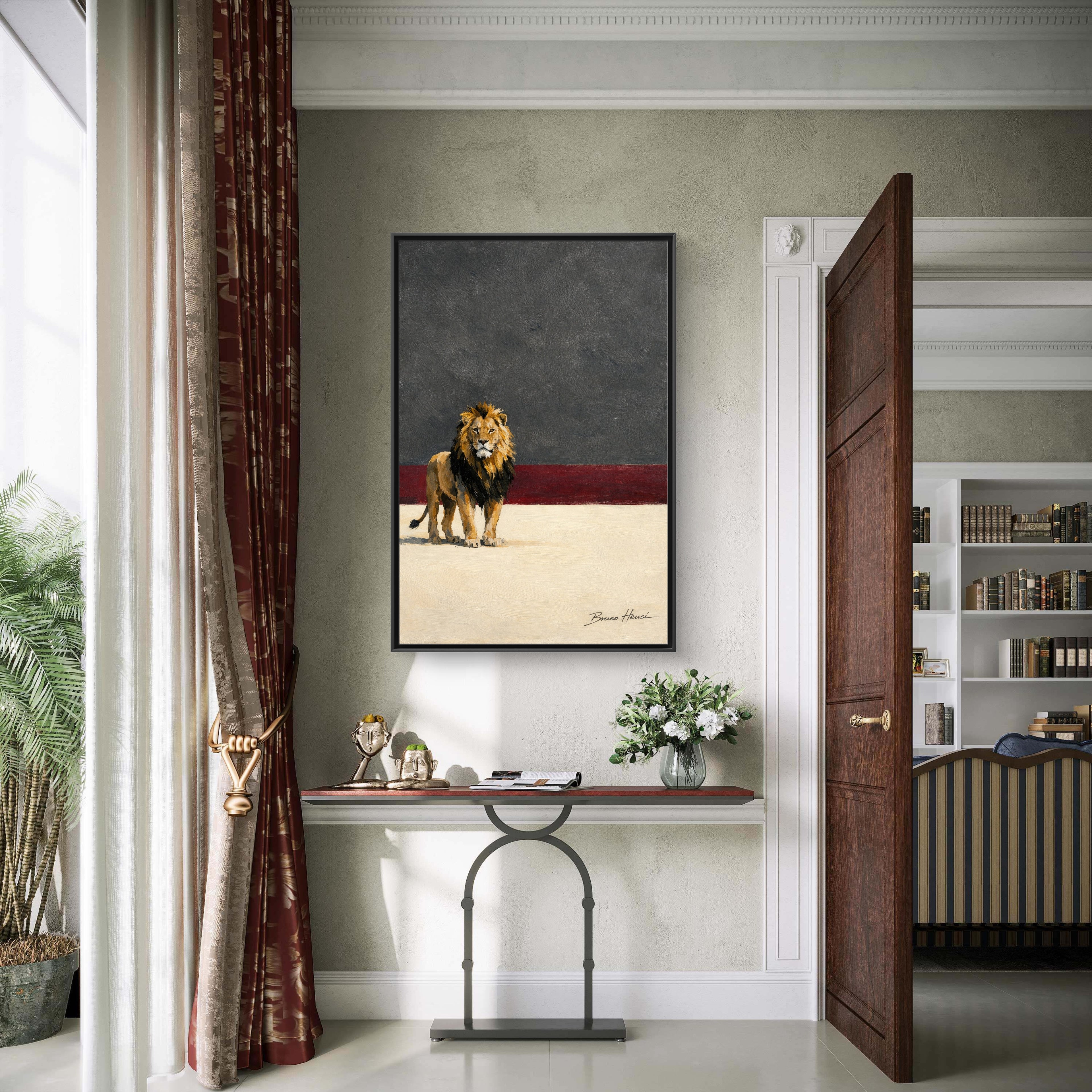 Framed Lion Matte Canvas Wall Art — Majestic Safari Animal Print