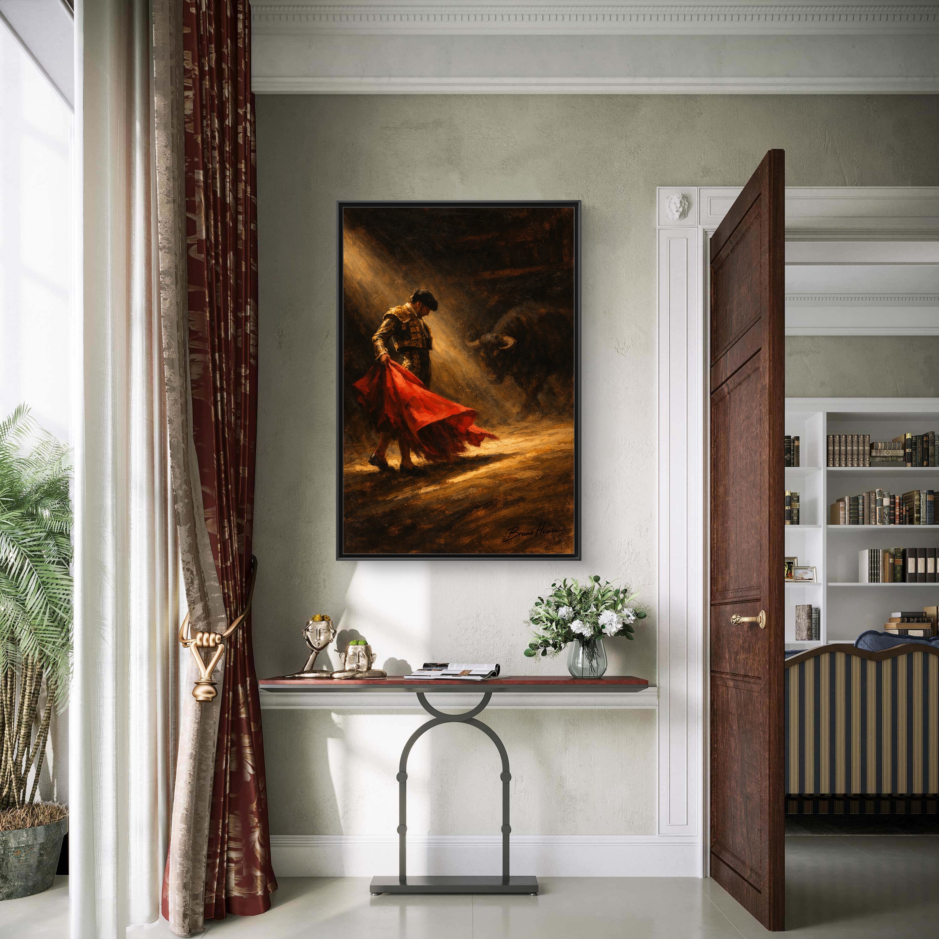 Matador Canvas Wall Art – Classic Spanish Bullfighting Scene Framed Print
