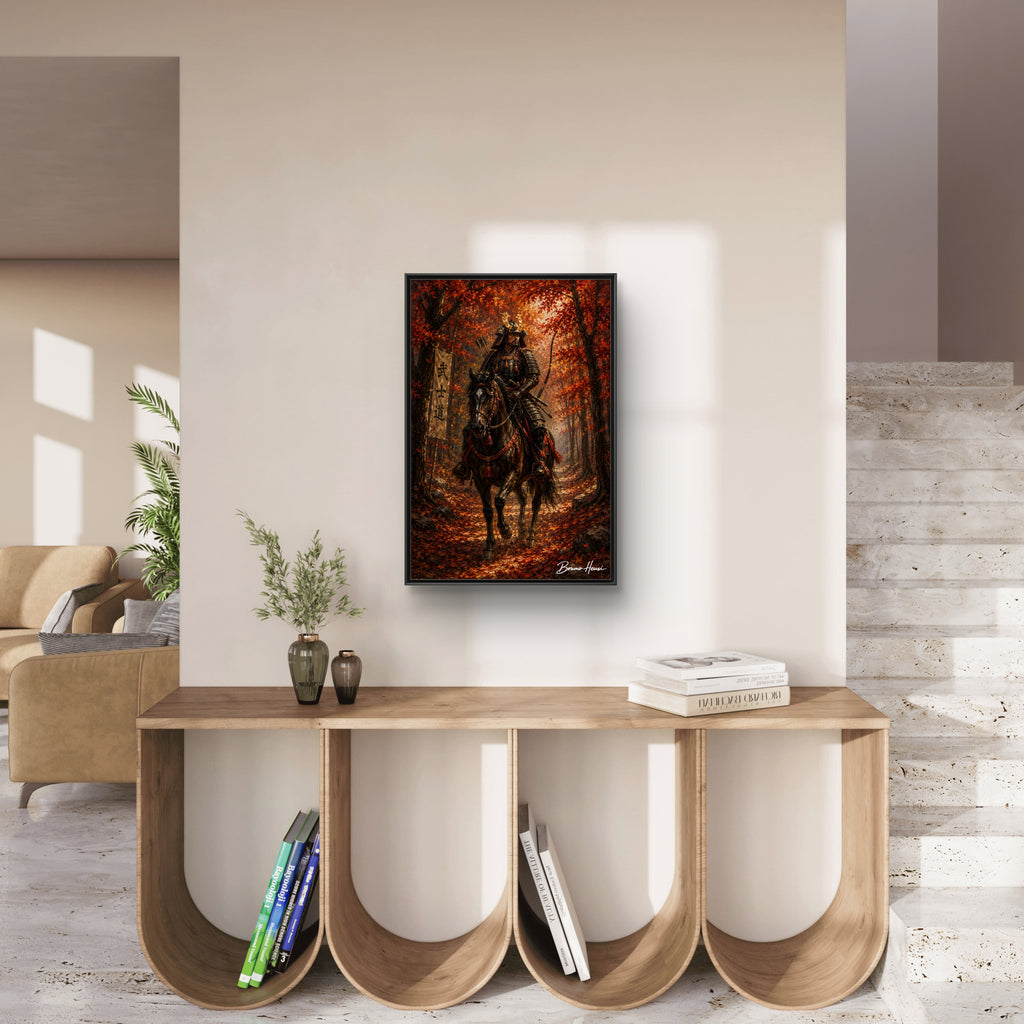 Samurai Warrior Canvas Print — Framed Matte Autumn Wall Art